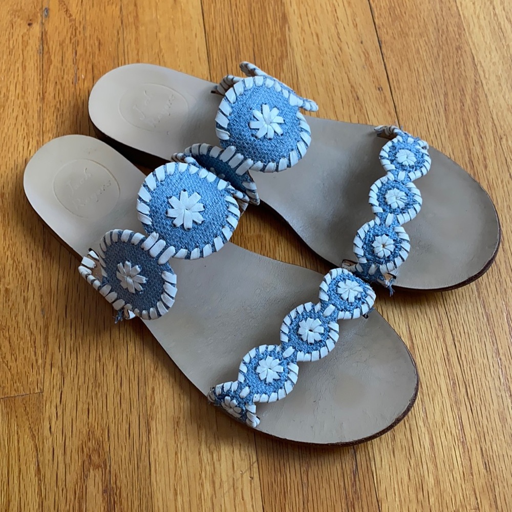 Jack Rogers Slides Light Blue & White